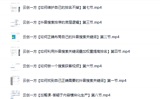 云创一方2022抖音SEO系列课程,教你如何快速上抖音搜索排名第一-芸启轻创