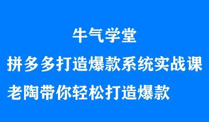 牛气学堂拼多多打造爆款系统实战课，老陶带你轻松打造爆款-芸启轻创
