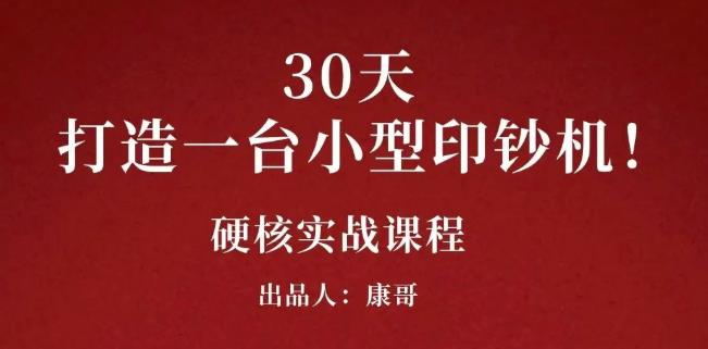康哥30天打造一台小型印钞机：躺赚30万的项目完整复盘（视频教程）-芸启轻创