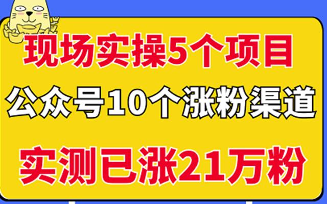 现场实操5个公众号项目，10个涨粉渠道，实测已涨21万粉！-芸启轻创