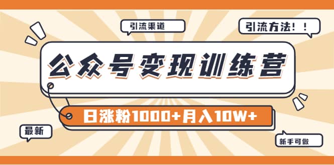 【某公众号变现营第二期】0成本日涨粉1000 让你月赚10W （8月24号更新）-芸启轻创