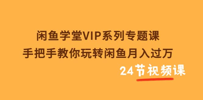 闲鱼学堂VIP系列专题课:手把手教你玩转闲鱼月入过万(共24节视频课)-芸启轻创