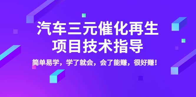 汽车三元催化再生项目技术指导，简单易学，学了就会，会了能赚，很好赚！-芸启轻创