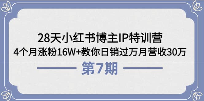 28天小红书博主IP特训营《第6 7期》4个月涨粉16W 教你日销过万月营收30万-芸启轻创