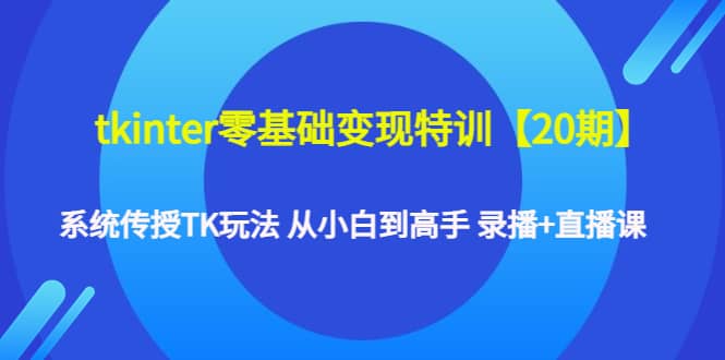 tkinter零基础变现特训【20期】系统传授TK玩法 从小白到高手 录播 直播课-芸启轻创