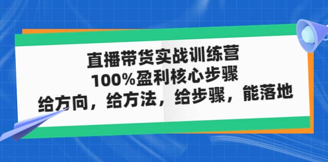 直播带货实战训练营：100%盈利核心步骤，给方向，给方法，给步骤，能落地-芸启轻创