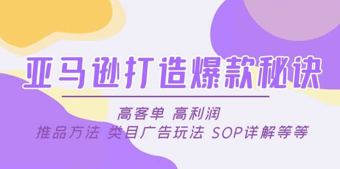 亚马逊打造爆款秘诀：高客单 高利润 推品方法 类目广告玩法 SOP详解等等-芸启轻创