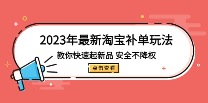2023年最新淘宝补单玩法,教你快速起·新品,安全·不降权(18课时)-芸启轻创
