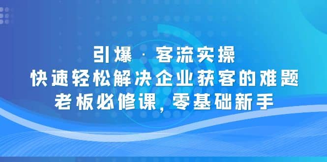 引爆·客流实操：快速轻松解决企业获客的难题，老板必修课，零基础新手-芸启轻创