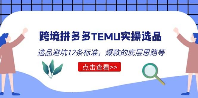 跨境拼多多TEMU实操选品运营方法,选品避坑12条标准,爆款的底层思路等-芸启轻创
