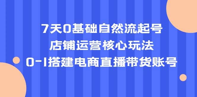 7天0基础自然流起号，店铺运营核心玩法，0-1搭建电商直播带货账号-芸启轻创