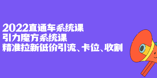 2022直通车系统课 引力魔方系统课，精准拉新低价引流、卡位、收割-芸启轻创