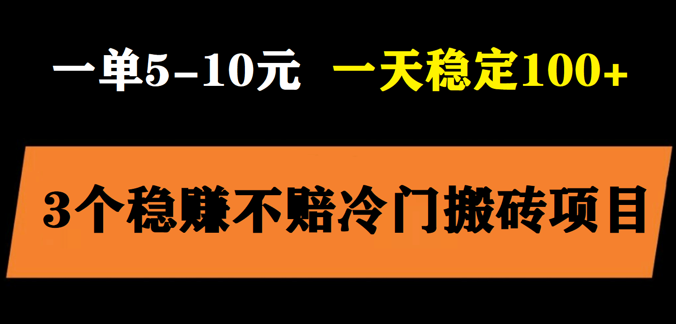 3个最新稳定的冷门搬砖项目，小白无脑照抄当日变现日入过百-芸启轻创