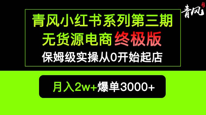 小红书无货源电商爆单终极版【视频教程 实战手册】保姆级实操从0起店爆单-芸启轻创
