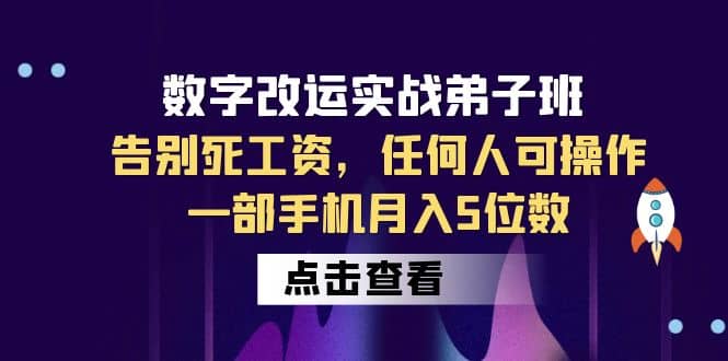 数字 改运实战弟子班：告别死工资，任何人可操作，一部手机月入5位数-芸启轻创