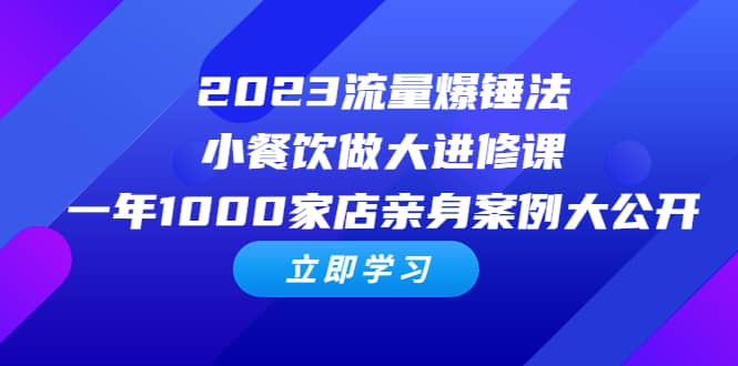 2023流量 爆锤法，小餐饮做大进修课，一年1000家店亲身案例大公开-芸启轻创