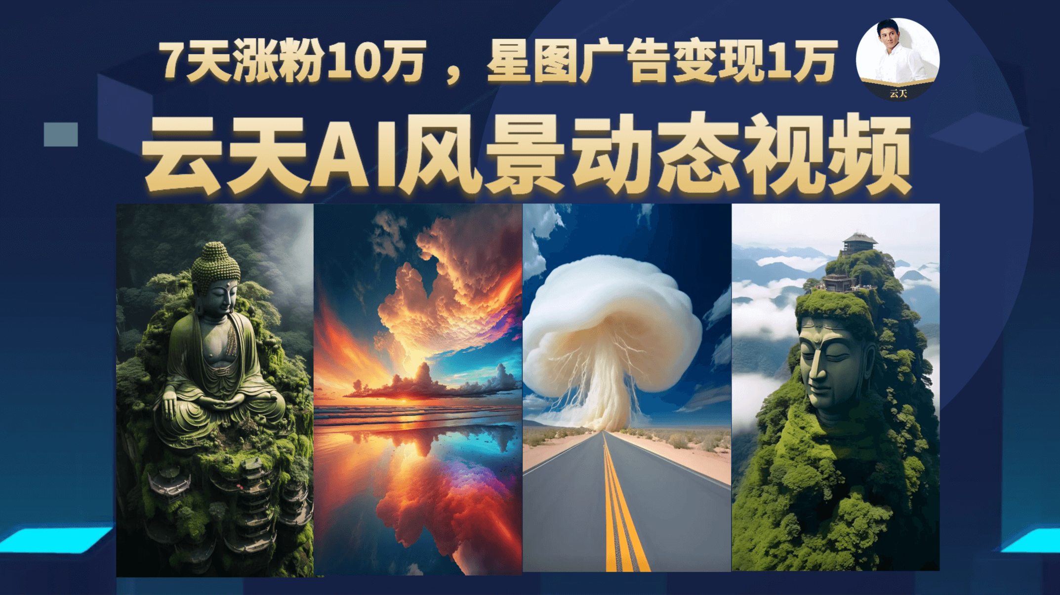 云天AI风景动图视频制作，7天涨粉10万 ，星图广告变现1万-芸启轻创