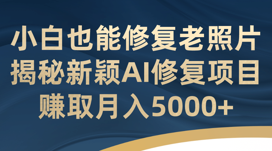 小白也能修复老照片！揭秘新颖AI修复项目，赚取月入5000-芸启轻创