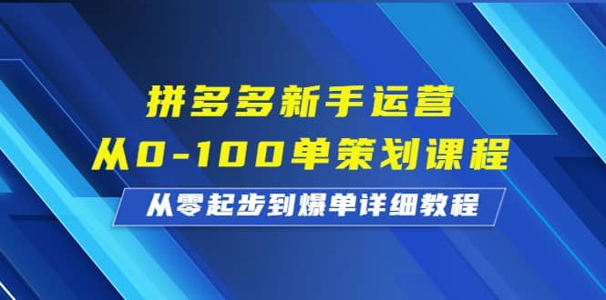 拼多多新手运营从0-100单策划课程，从零起步到爆单详细教程-芸启轻创