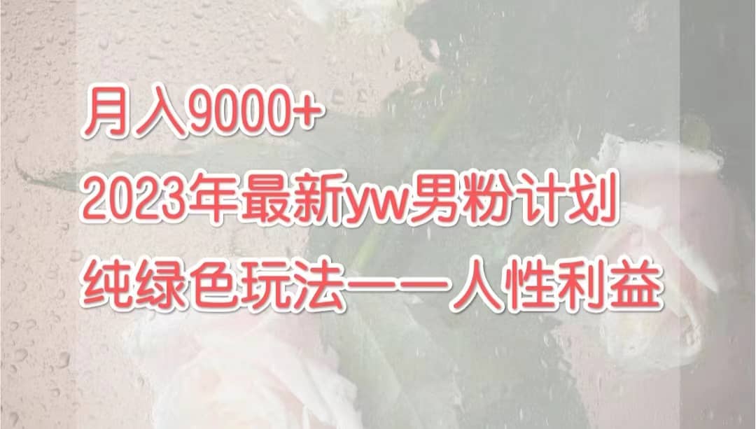 月入9000 2023年9月最新yw男粉计划绿色玩法——人性之利益-芸启轻创
