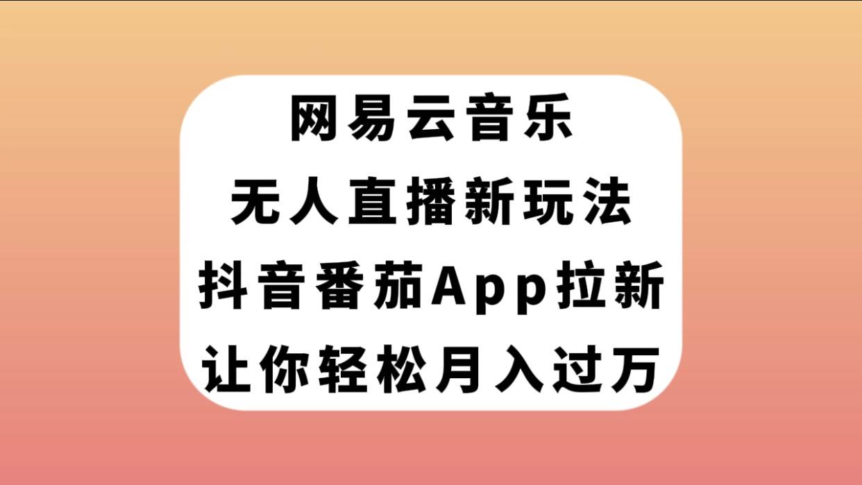 网易云音乐无人直播新玩法，抖音番茄APP拉新，让你轻松月入过万-芸启轻创