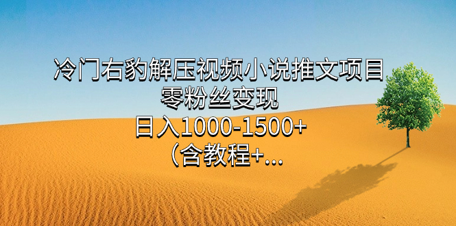冷门右豹解压视频小说推文项目，零粉丝变现，日入1000-1500 （含教程）-芸启轻创