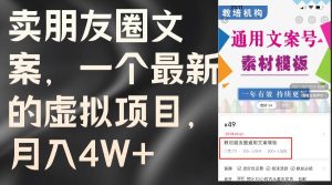 卖朋友圈文案，一个最新的虚拟项目，月入4W+（教程+素材）-芸启轻创