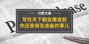 某付费文章《写在天下剧变爆发前，你还来得及准备的事儿》-芸启轻创