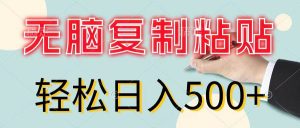 无脑复制粘贴，小白轻松上手，零成本轻松日入500+-芸启轻创