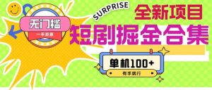 短剧掘金合集2.0  无门槛没成本 有手就行 单机100+-芸启轻创