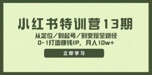 小红书特训营13期，从定位/到起号/到变现全路径，0-1打造赚钱IP，月入10w+-芸启轻创