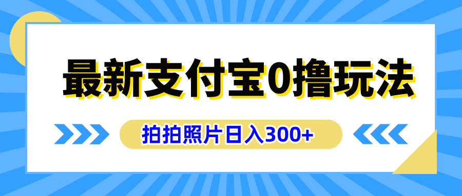 最新支付宝0撸玩法，拍照轻松赚收益，日入300+有手机就能做-芸启轻创