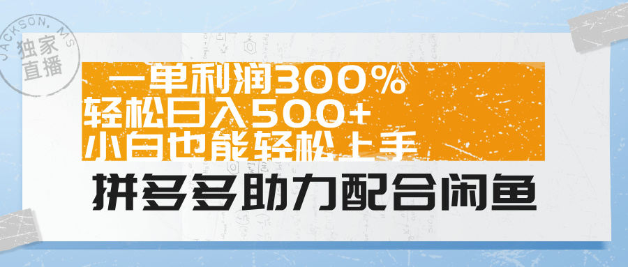 拼多多助力配合闲鱼 一单利润300% 轻松日入500+ 小白也能轻松上手！-芸启轻创
