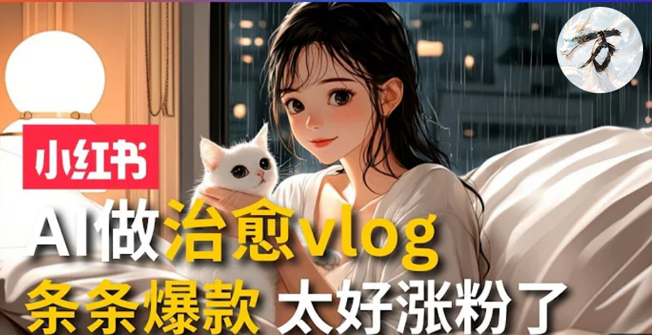 AI治愈系vlog动画视频,小红书7天 涨粉破千,商单报价1500+,0成本制作,日入2000+,有手就会 -芸启轻创