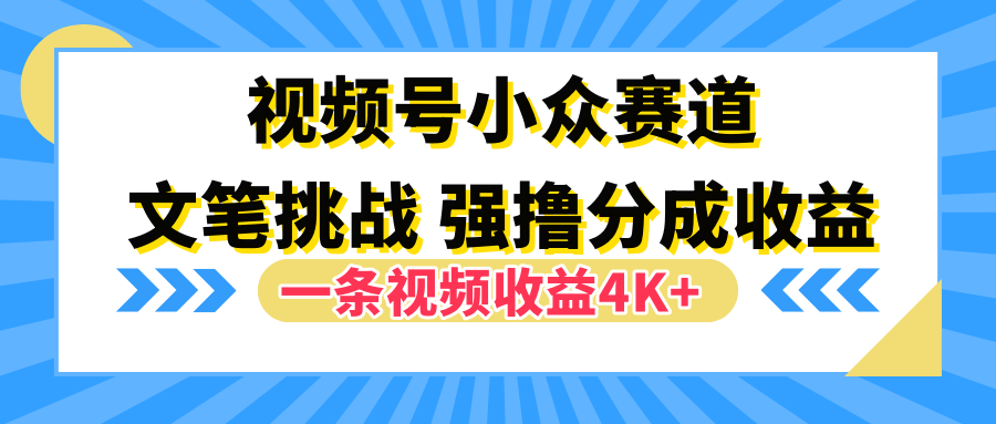 视频号小众赛道,文笔挑战,一条视频收益4K+-芸启轻创