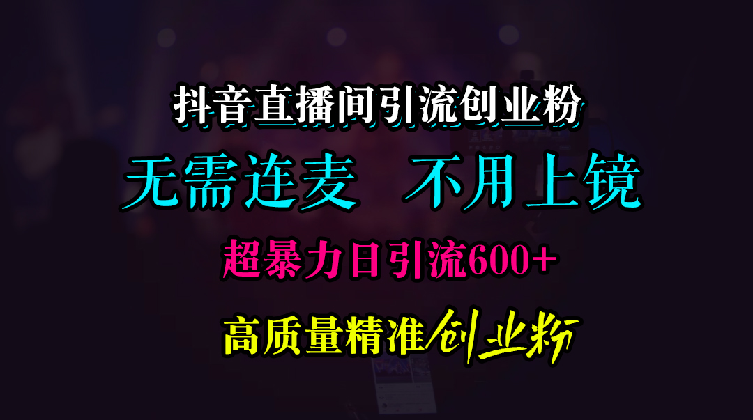 抖音直播间引流创业粉，无需连麦、无需上镜，超暴力日引流600+高质量精准创业粉-芸启轻创