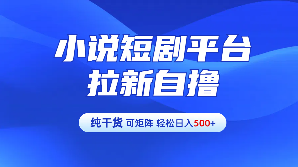 【纯干货】小说短剧平台拉新自撸玩法详解-单人轻松日入500+-芸启轻创