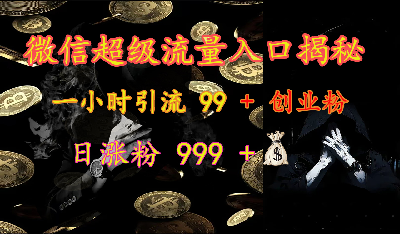 微信超级流量入口揭秘：一小时引流 99 + 创业粉，日涨粉 999 +【揭秘】-芸启轻创