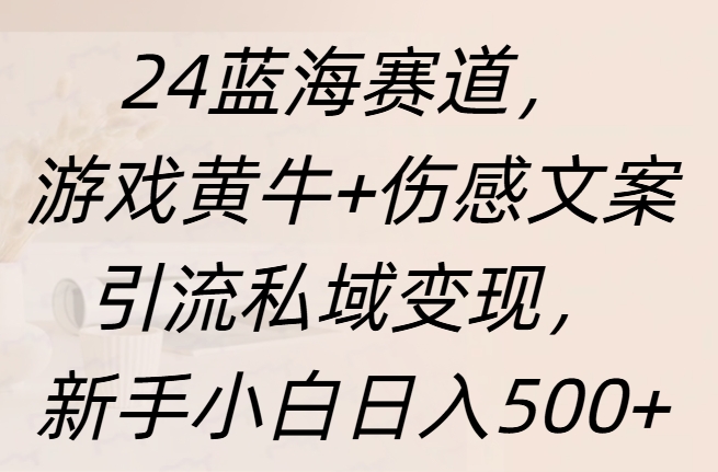 24蓝海赛道，游戏黄牛+伤感文案引流私域变现，新手日入500+-芸启轻创
