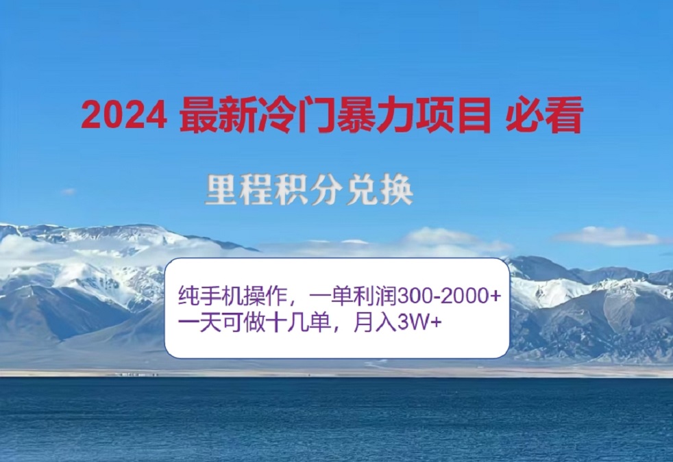 2024惊爆冷门暴利！出行高峰来袭，里程积分，高爆发期，一单300+—2000+，月入过万不是梦！-芸启轻创