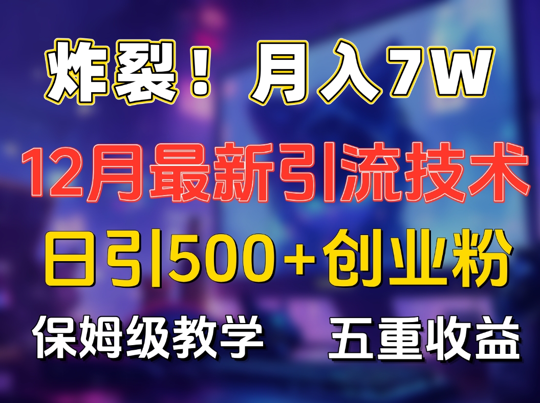 炸裂!月入7W+揭秘12月最新日引流500+精准创业粉,多重收益保姆级教学-芸启轻创