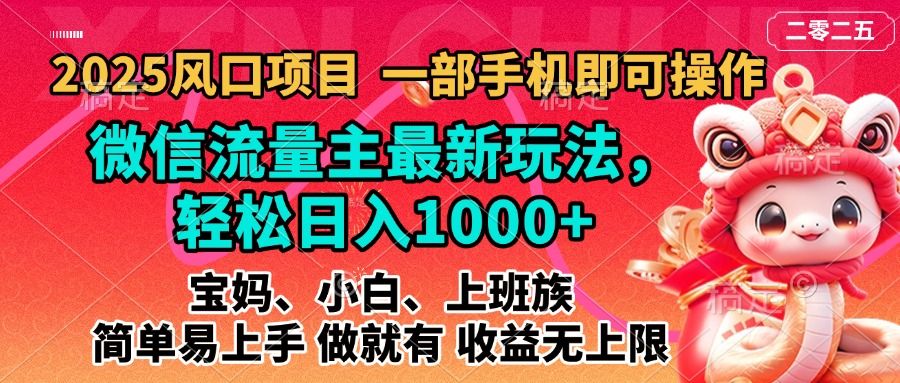2025蓝海风口项目，微信流量主最新玩法，轻松日入1000+，简单易上手，做就有 收益无上限-芸启轻创