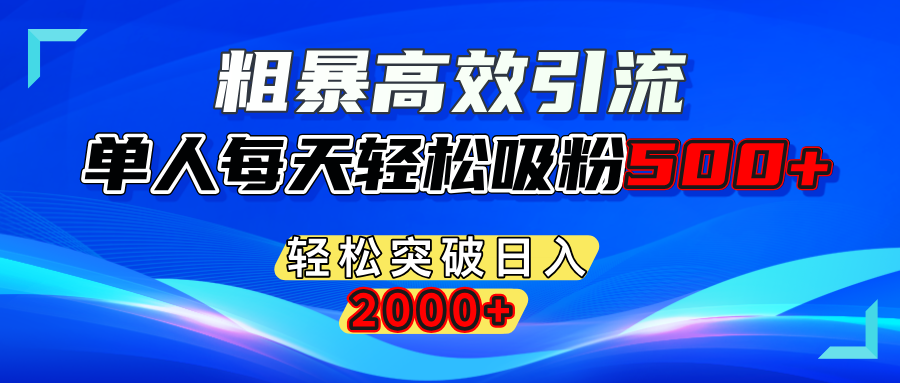 粗暴高效引流,单人每天轻松吸粉500+,轻松突破日入2000+-芸启轻创