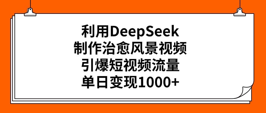 利用DeepSeek制作治愈风景视频，引爆短视频流量，单日变现1000+-芸启轻创