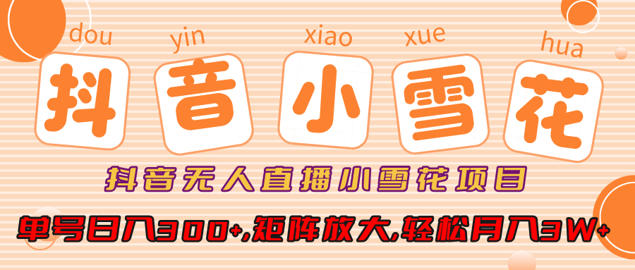 小雪花项目，抖音无人直播，单号日入300+,矩阵放大,轻松月入3W+-芸启轻创