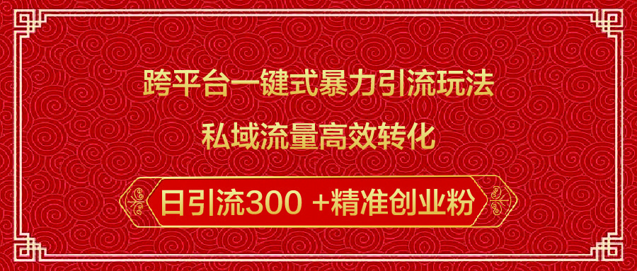 跨平台一键式暴力引流玩法，私域流量高效转化日引流300 +精准创业粉-芸启轻创