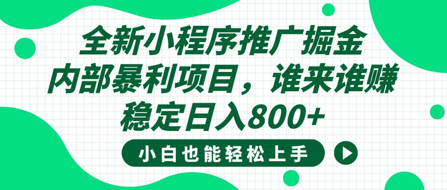 全新小程序推广掘金，内部暴利项目，小白轻松上手，稳定日入800+-芸启轻创