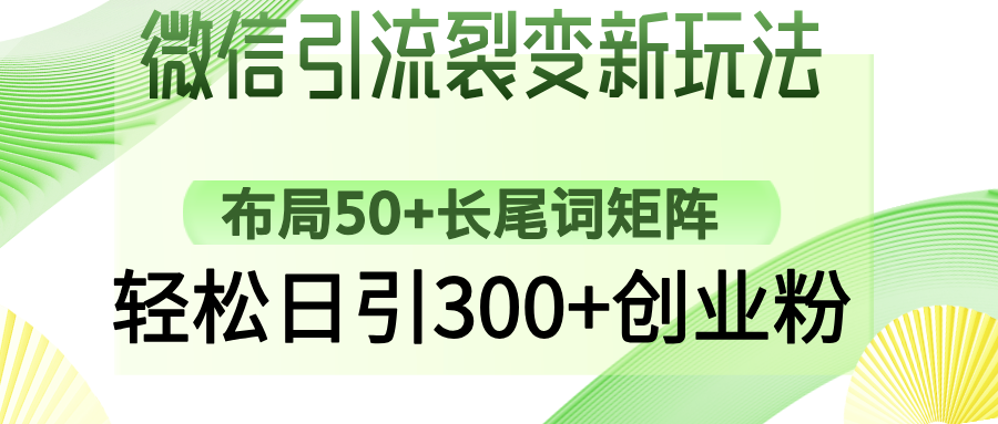 微信引流裂变新玩法:布局50+长尾词矩阵,轻松日引300+创业粉-芸启轻创