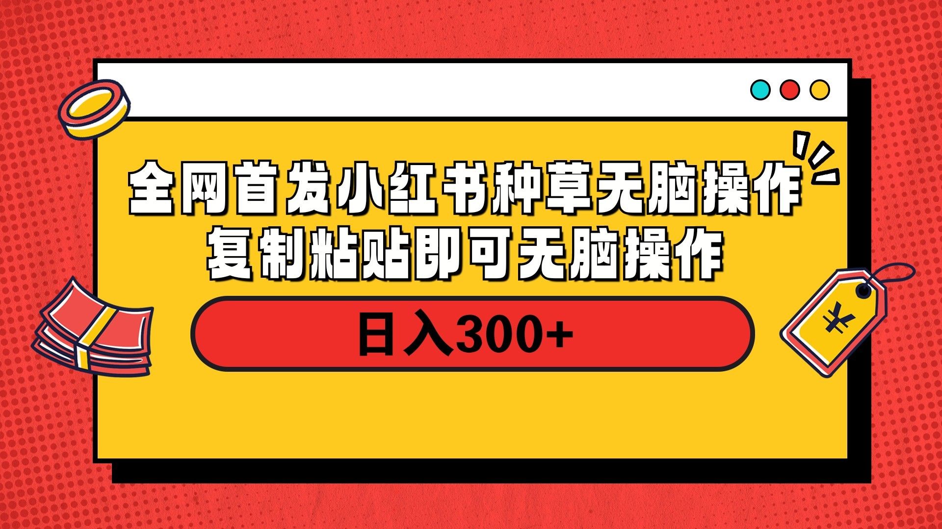 全网首发 小红书种草无脑操作复制黏贴即可 轻松日入300+-芸启轻创