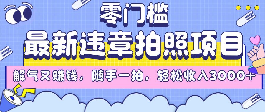 最新违章拍照项目，解气又赚钱，随手一拍，轻松收入3000+-芸启轻创
